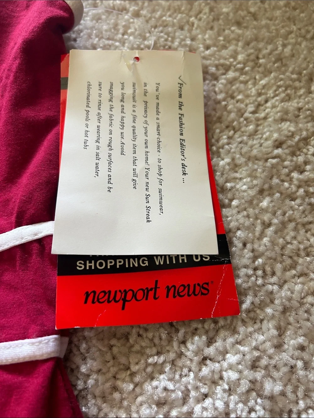 Newport News Red One-Piece Swimsuit with White Trim